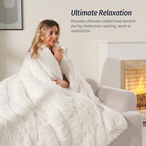 Weighted Blanket 15lbs Twin Size Faux Fur - Soft Plush Throw