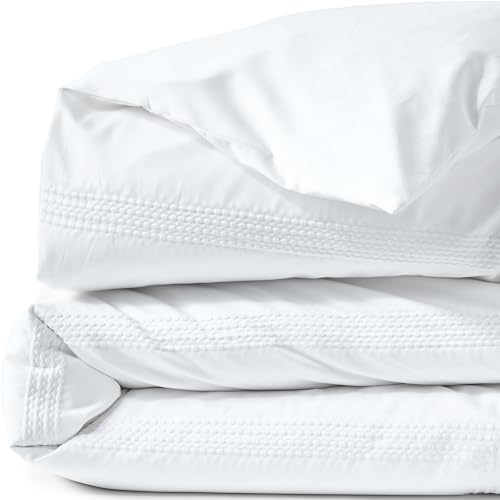King Size Supima Cotton No Iron Sateen Duvet Cover - White Dots