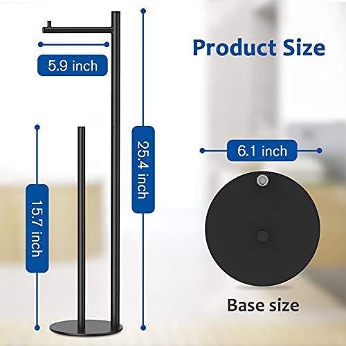 Free Standing Toilet Paper Holder Stand with Reserve Storage - Black
