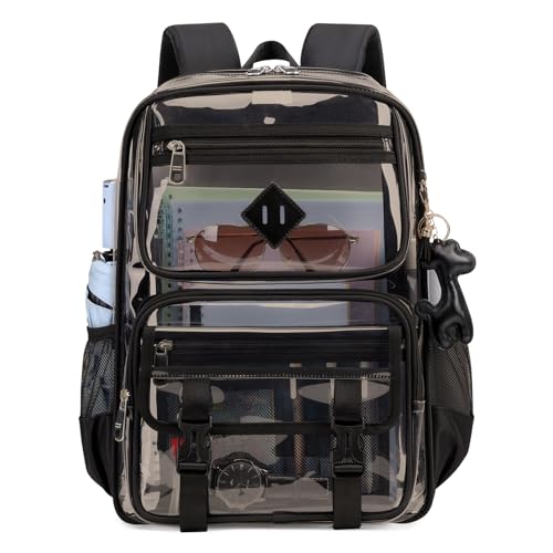 Heavy Duty Clear Backpack - PVC Transparent Bookbag for School & Stadium