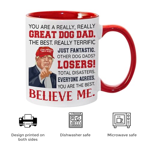 Red Dog Dad Mug 11oz Ceramic Gift for Pet Lovers, Fathers Day, Birthday