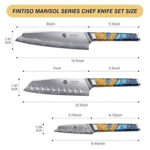 3PCS Japanese Knife Set, S35VN Powder Steel Core Chef Knives