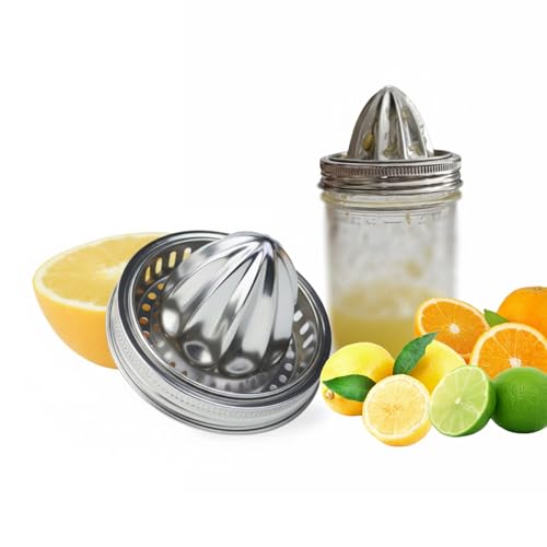 2-Pack Stainless Steel Citrus Juicer Lid for Wide-Mouth Mason Jars