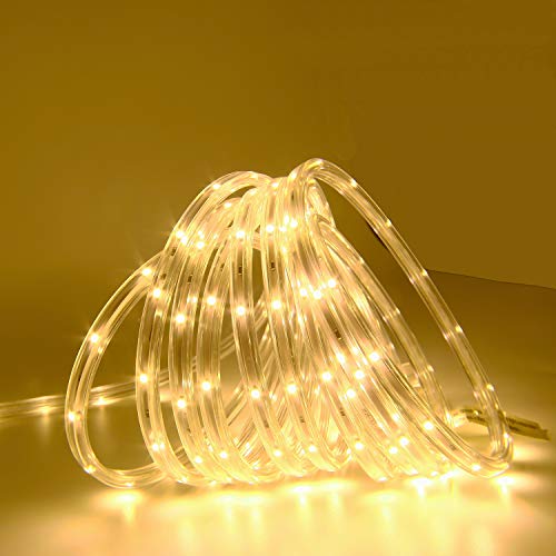 16.4ft Warm White LED Strip Light, Waterproof Indoor & Outdoor Rope Lighting