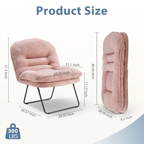 DUMOS Comfy Saucer Chair Dark Pink Foldable Floor Chair Fabric Small