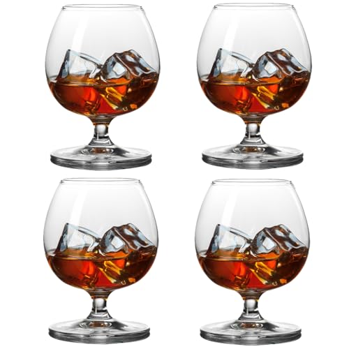 Set of 4 Lead-Free Crystal Brandy Whiskey Cognac Glasses 11.5 oz
