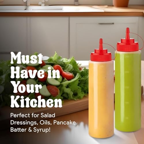 12 oz Leak-Proof Condiment Squeeze Bottles for Sauces & Oil - 3 Pack