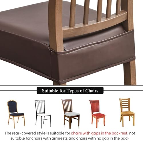 Waterproof Dining Chair Seat Covers, 4 Pack Faux Leather, 17.7"