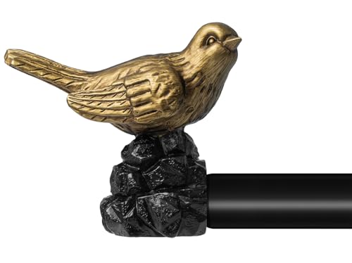 Bird-Shaped Decorative Curtain Rod Finials, Gold Metal End Caps for 1-Inch Rods