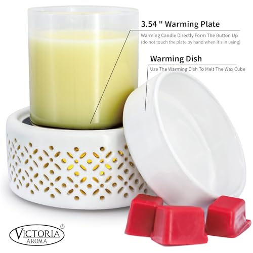 Ceramic Wax Melt Warmer with LED Night Light - Electric Fragrance Melter