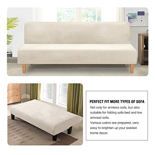 Stretch Futon Cover Slipcover for Armless Sofa - Ivory
