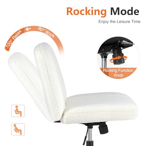 Criss Cross Office Chair - Armless Teddy Fleece Swivel Vanity Desk Chair