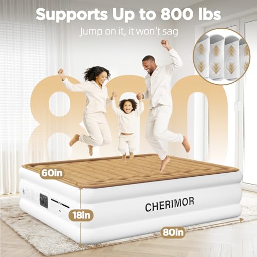 Queen Air Mattress with Built-in Pump, 18" Raised Comfort, 800 lb Capacity