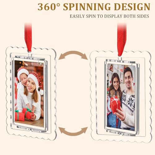 Fuutreo Wave 2x3 Inch Christmas Spinning Photo Frame Acrylic Ornament Set