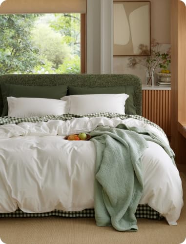 100% Washed Cotton Duvet Cover Set - King Size, 3-Piece, Linen Texture