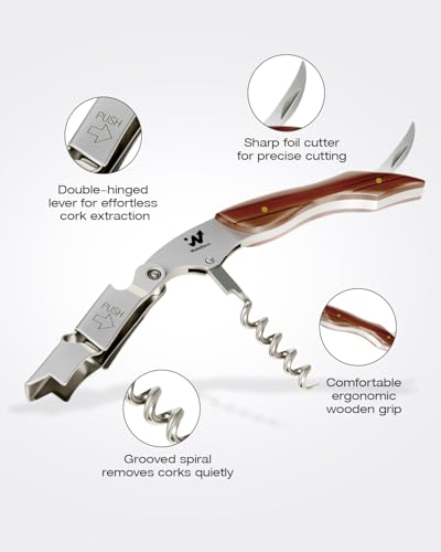 Brown Wood Wine Key for Bar & Wine Lovers - Wellsworth Corkscrew