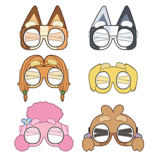 24-Piece Cartoon Puppy Paper Glasses and Masks - Birthday Party Photo Props
