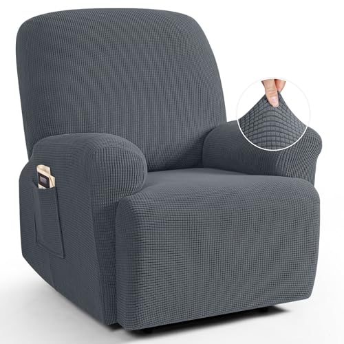 Stretch Recliner Chair Cover Set - Soft Washable Protector, Grey