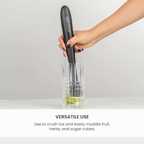 Black Plastic Muddler for Cocktails, 12-Inch Long Ergonomic Bar Tool