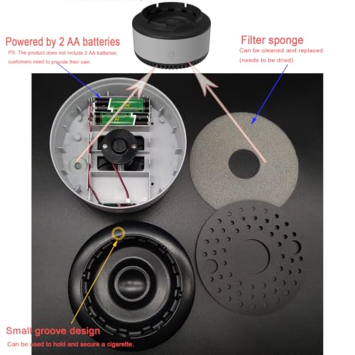 Smokeless Ashtray and Air Purifier, Battery Operated Smoke Remover