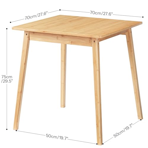 Square Bamboo Dining Table for Small Spaces, 27.6-Inch Compact Kitchen Table
