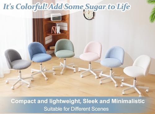 Teddy Fleece Swivel Desk Chair, Adjustable Vanity Chair with Lumbar Support
