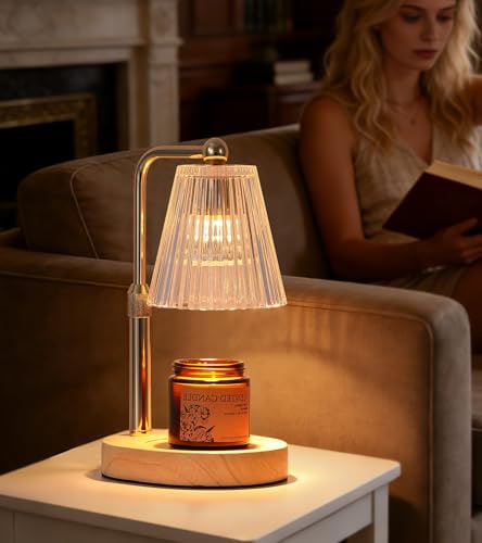 Gold Candle Warmer Lamp with Timer, 2 Bulbs – Safe Flameless Wax Melt for Jar Candles, Adjustable Height
