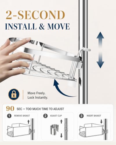 Rustproof Shower Corner Caddy Organizer with 4 Adjustable Shelves