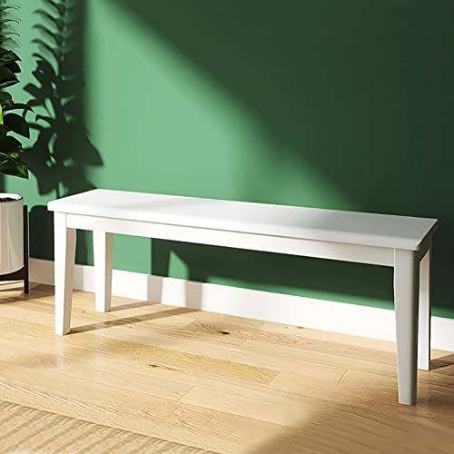 Solid Wood Dining Bench, 47-Inch White Entryway Bed End Stool