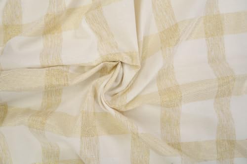 Cotton Craft White & Gold Lurex Plaid Tablecloth 52x70 in, Rectangular