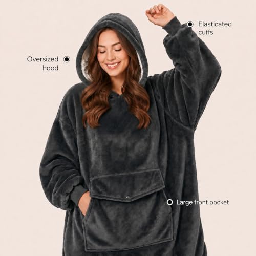 Oversized Wearable Blanket Hoodie, Soft Sherpa Fleece Sweatshirt