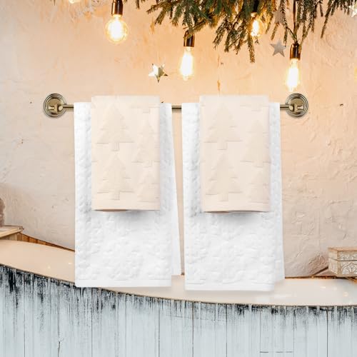 Quera Christmas Tree Beige Hand Towels Set - Holiday Decor, 2 Pack, 13.7" x 29.5"