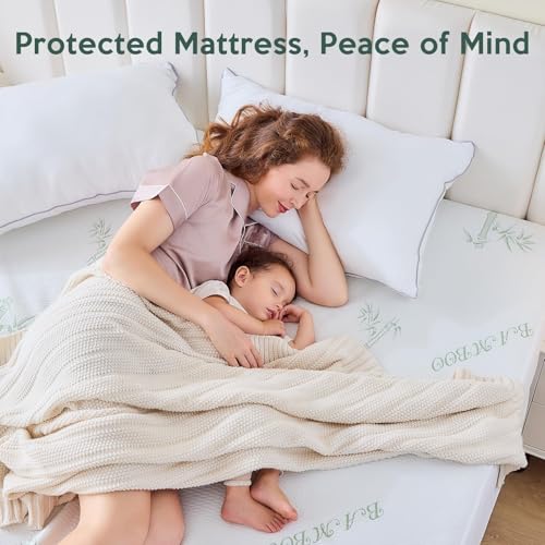Waterproof Queen Mattress Protector - Cooling Breathable Cover, Fits 8-21 Inch