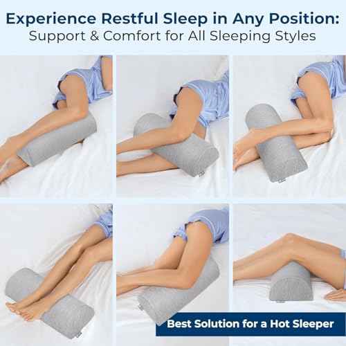 Memory Foam Knee Pillow for Back Sleeping - Half Moon Bolster
