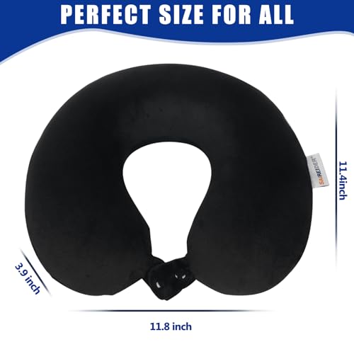 SAIREIDER Memory Foam Travel Pillow - 360 Neck Support Airplane Pillow (Black)