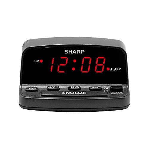 Digital Alarm Clock with Keyboard Controls, Red LED Display & Battery Backup