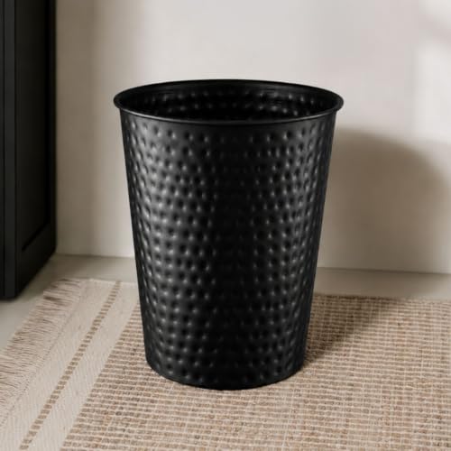 Metal Bathroom Trash Can – Hand Hammered Decorative Wastebasket Bin