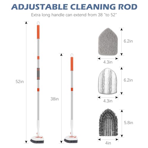 3-in-1 Shower & Tile Scrubber Brush with Extendable Long Handle