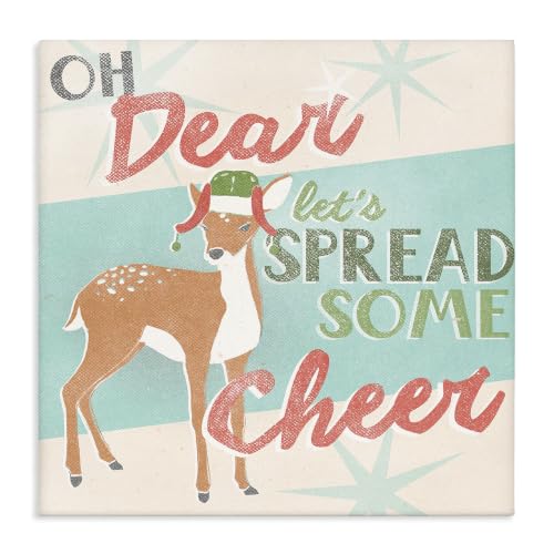 Unframed 24x24 Inch Retro Christmas Deer Canvas Wall Art - Festive Holiday Decor