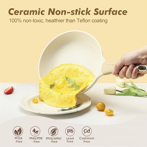 14-Piece Non-Toxic Ceramic Cookware Set - Induction Pots and Pans