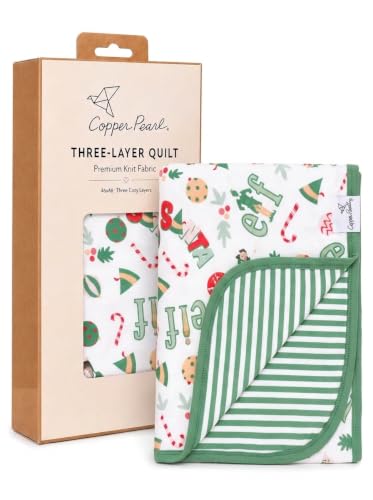 Elf Variation Copper Pearl Green Christmas Baby Quilt - 46x46 Soft Breathable Cozy
