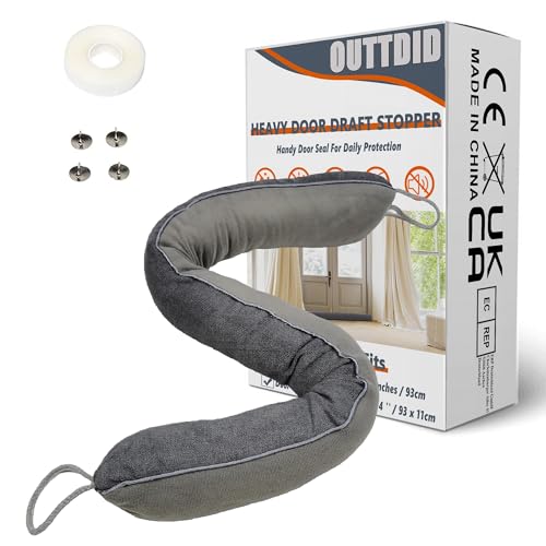 Weighted Door Draft Stopper 36 Inch - Heavy Duty Under Door Seal, Gray