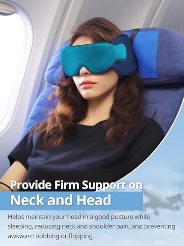 360° Travel Pillow with Eye Mask for Long Flights - Soft Support