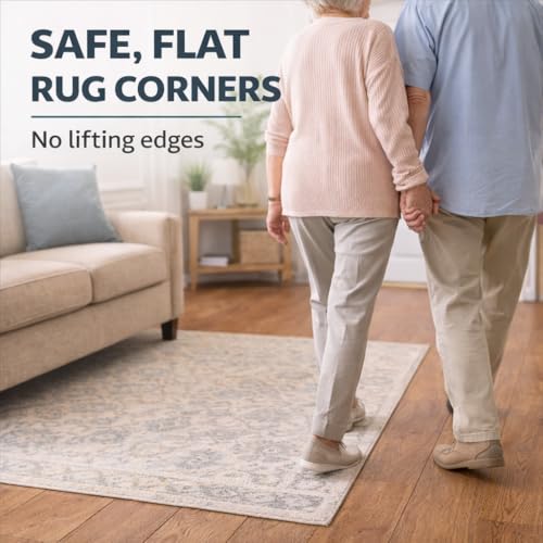 Non-Slip Rug Grippers for Hardwood Floors - 12 Pack Reusable Adhesive Pads
