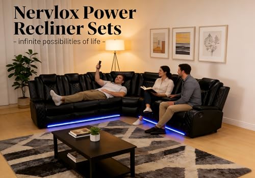 3-Piece Power Reclining Sectional Sofa with LED Lights, USB & Storage