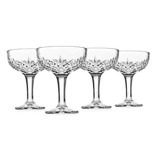 Godinger Champagne Glasses, Champagne Glass Set, Coupes Barware Martini Glasses - Set of 4, 6oz., Dublin Crystal Collection