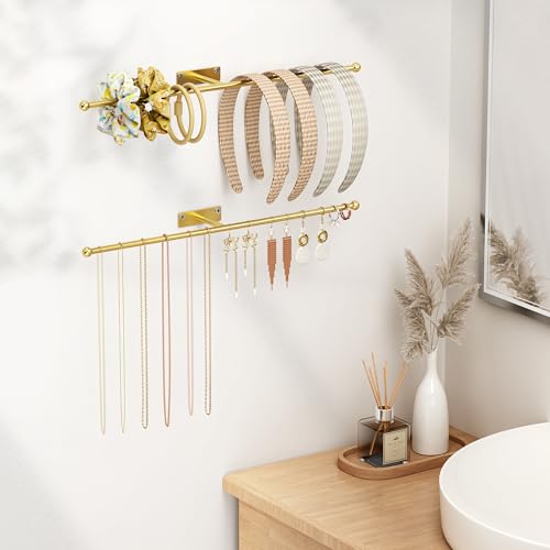 Wall Hanging Jewelry Organizer - 12.6" Metal Necklace Holder, 2-Pack