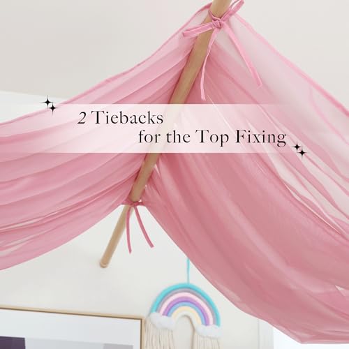 Pink Voile Sheer Bed Canopy Drapes - 114 x 180 Inch Scarf Valance Curtain