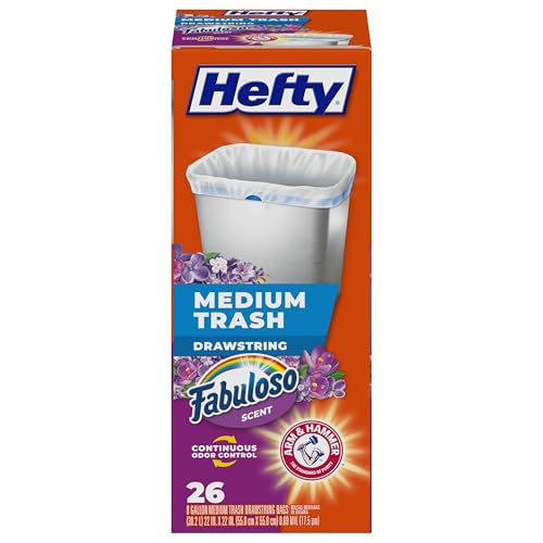 8 Gallon Medium Trash Bags with Drawstring, Lavender Scent - 26 Pack