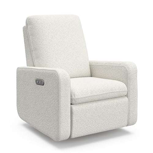 Power Recliner Swivel Glider Nursery Chair, Ivory Bouclé with USB Charging